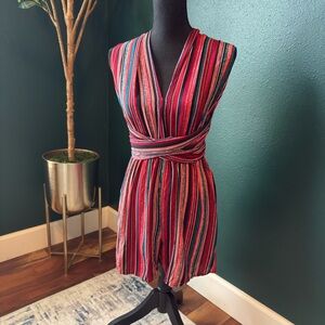 SHEIN Multicolor Striped Mini romper, open back, adjustable straps